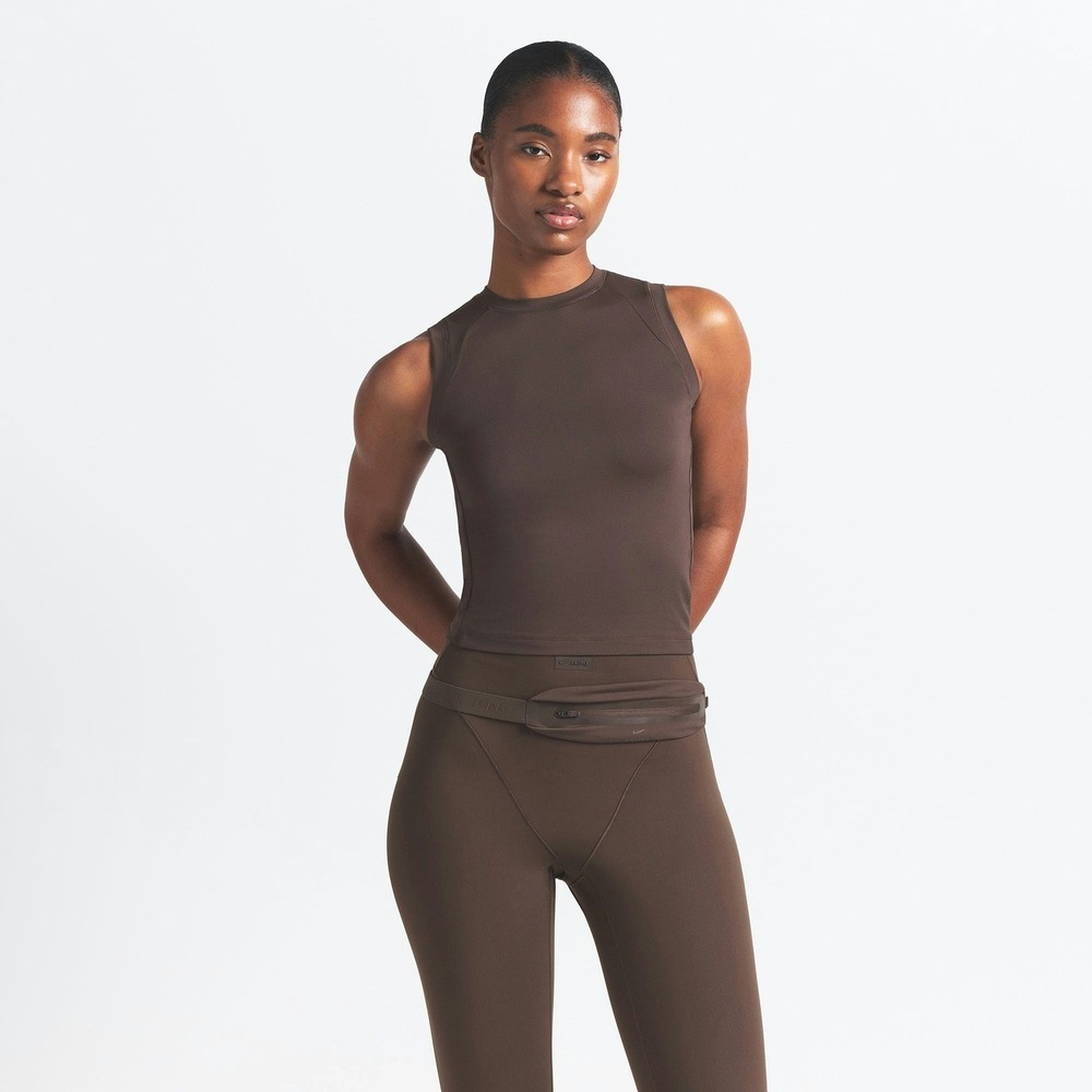 SKIMS Sport Slim Muscle Tank Amethyst Brown Sleeveless Top Large NEW